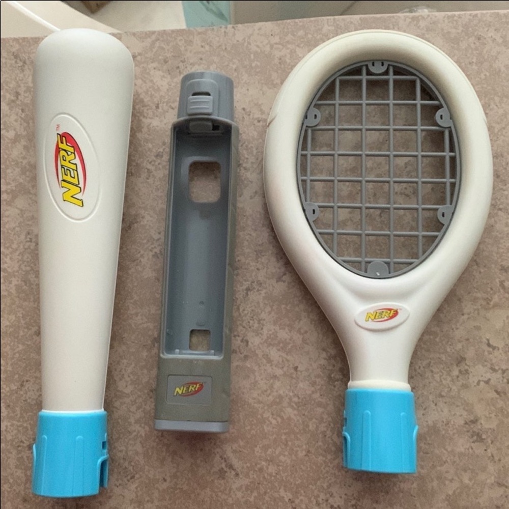 Wii NERF SPORTS PLUS Tennis Racket Baseball Bat Pack For Nintendo Wii